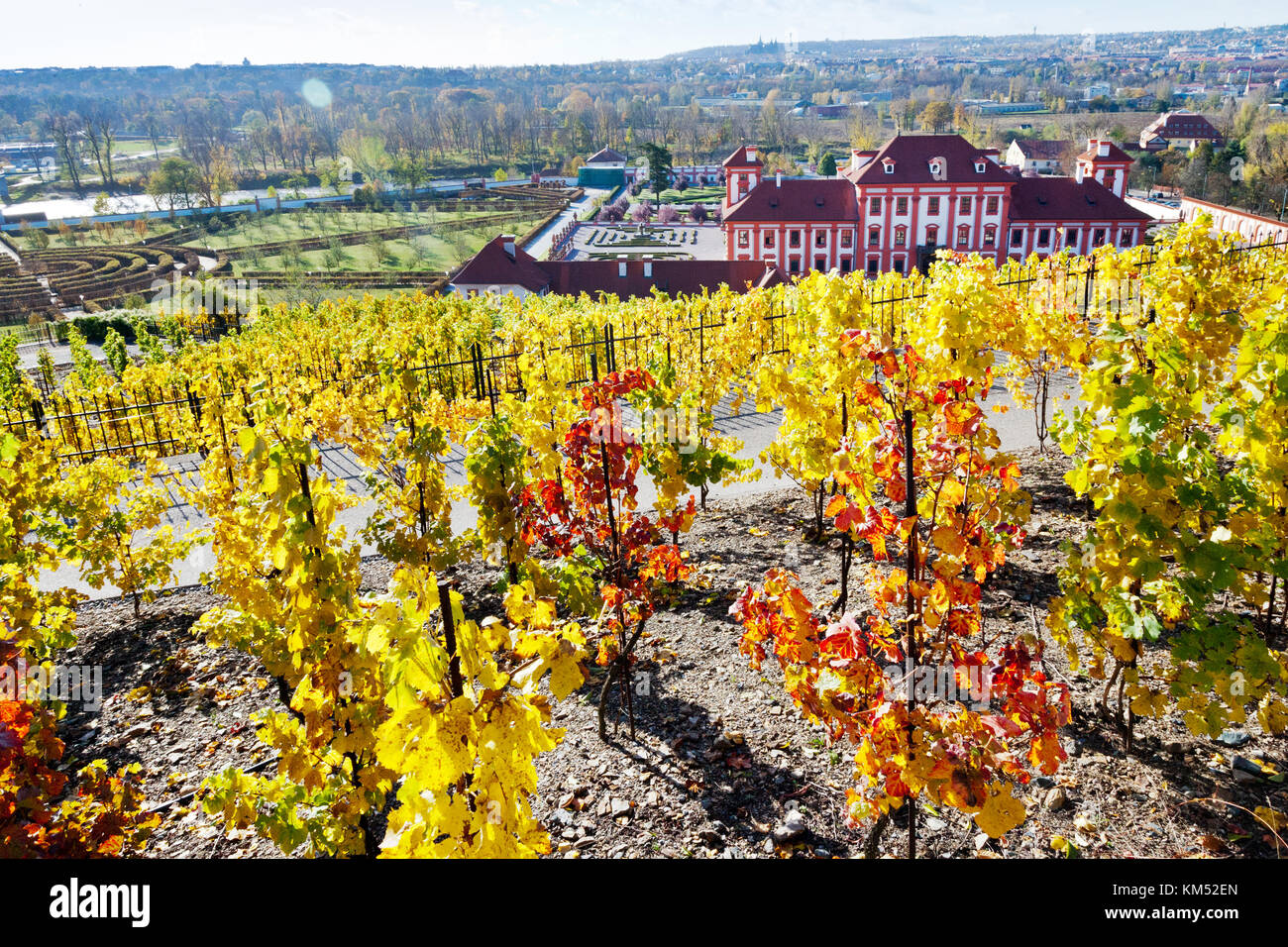 Il castello di Troja, storico st. claire vigne, troja giardino botanico, Praga, Repubblica ceca Foto Stock