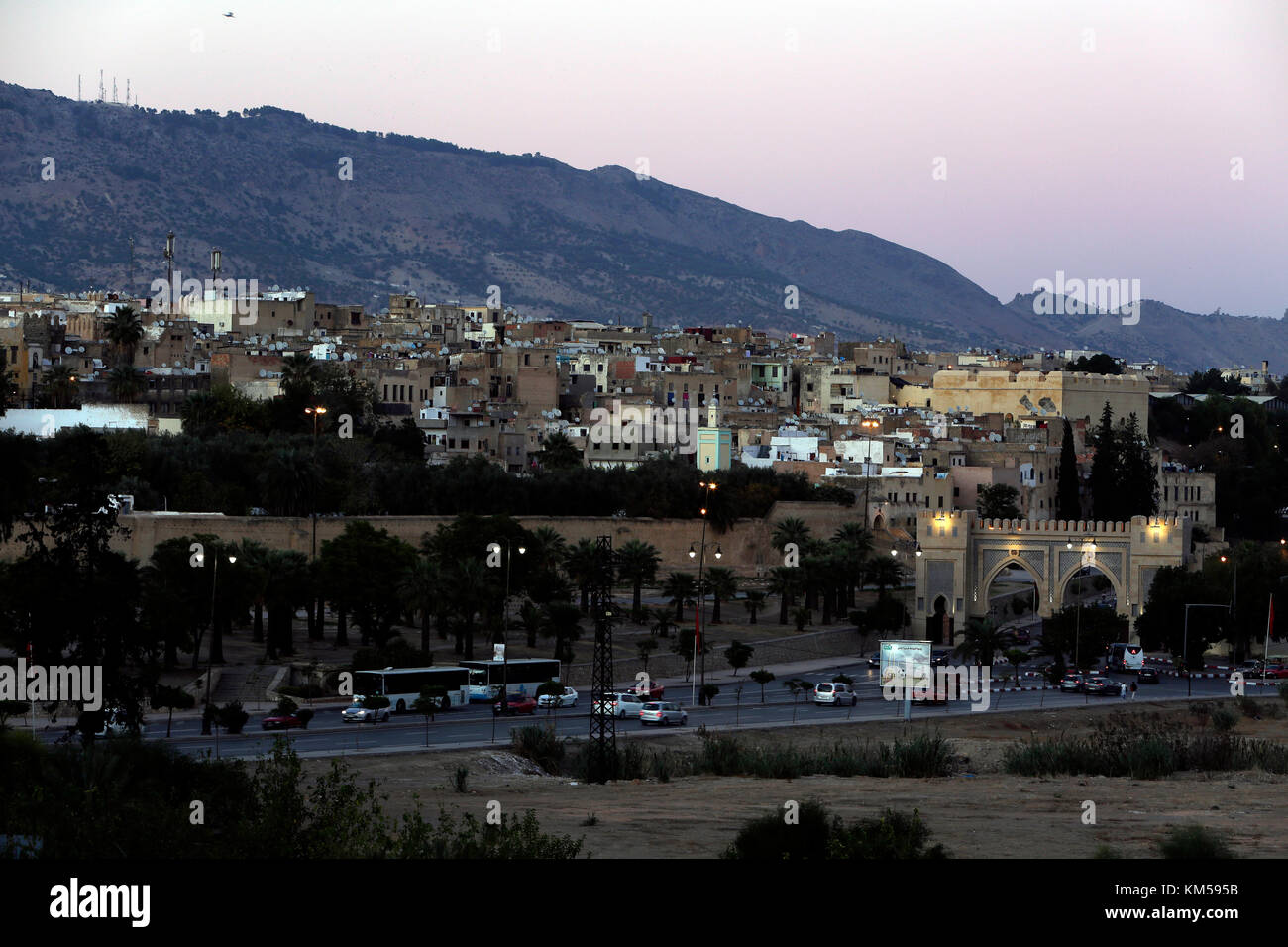 Vista panoramica Medina di Fez, Marocco Foto Stock