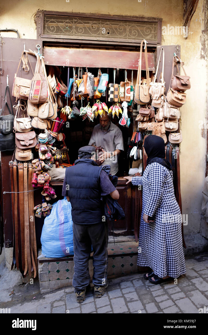 Commercio locale del negozio di Fez, Marocco Foto Stock