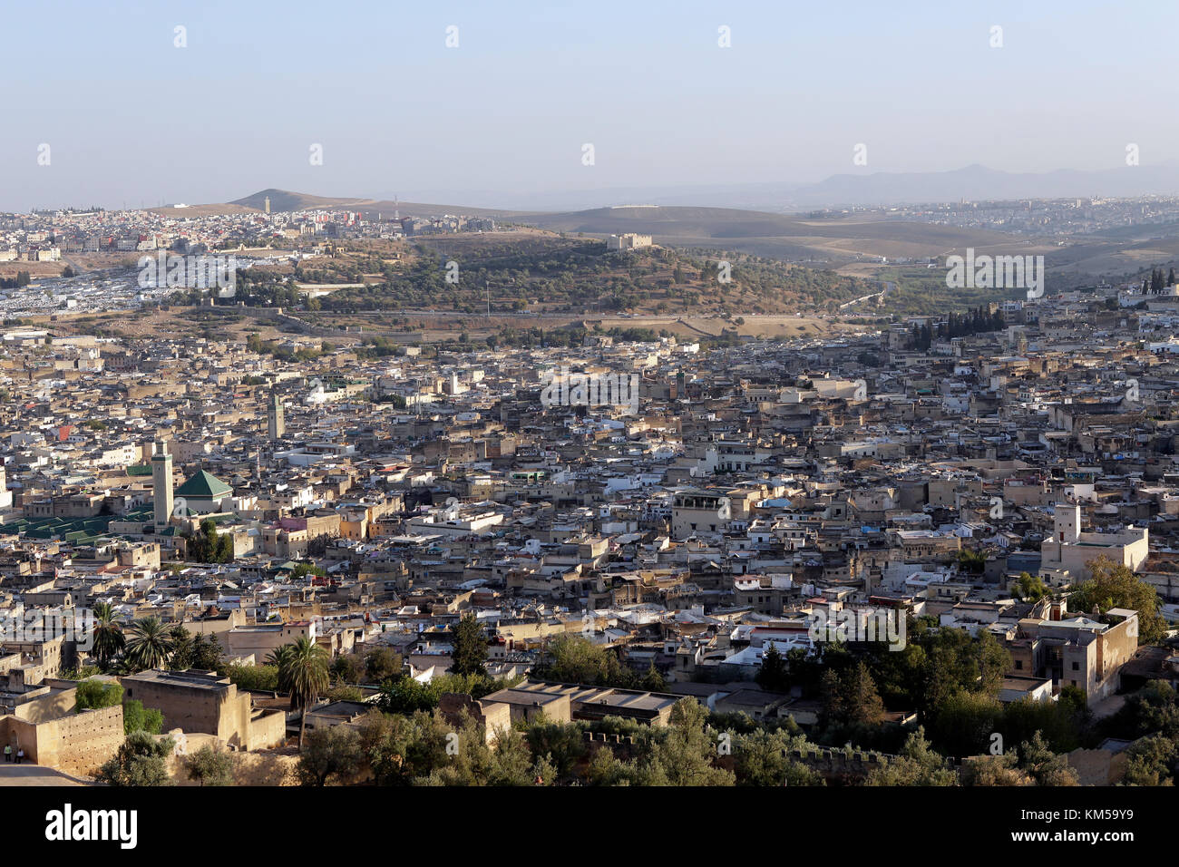 Vista panoramica Medina di Fez, Marocco Foto Stock