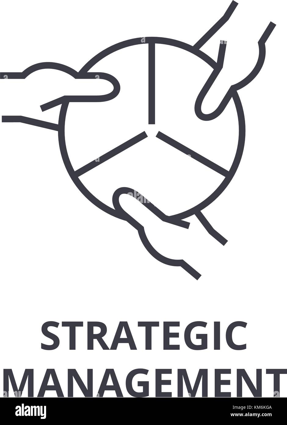 Strategic Management icona della linea di contorno, segno, simbolo lineare, vettore illustrazione piatta Illustrazione Vettoriale