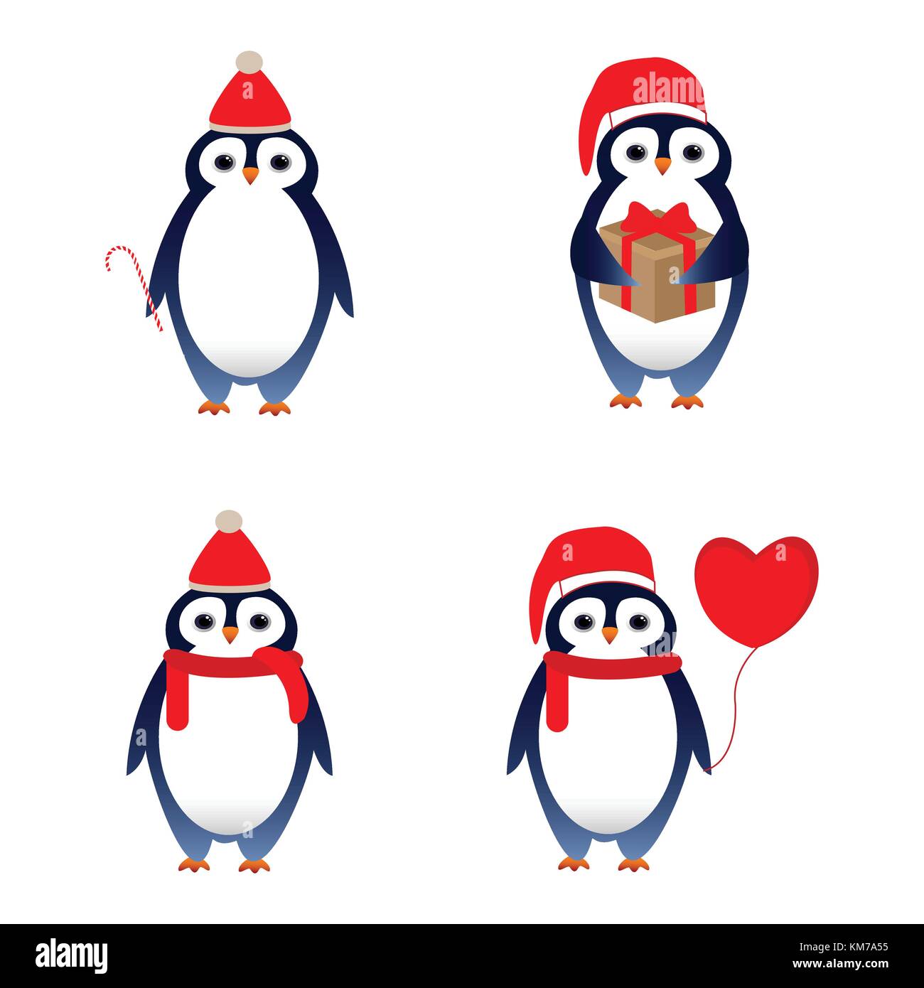 Merry Christmas penguin biglietto di auguri Illustrazione Vettoriale