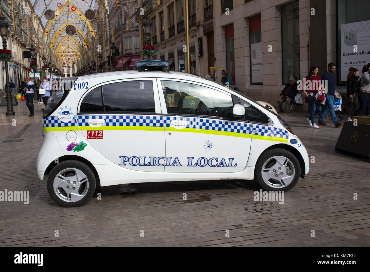 Policia Polizia Locale auto in Malaga, Spagna Foto Stock