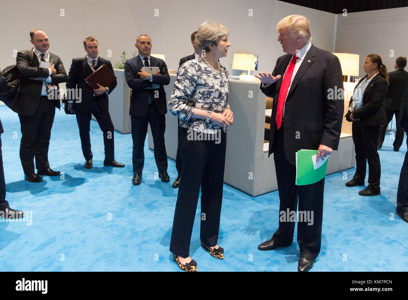 Presidente Donald Trump e del primo ministro britannico theresa maggio. Foto Stock