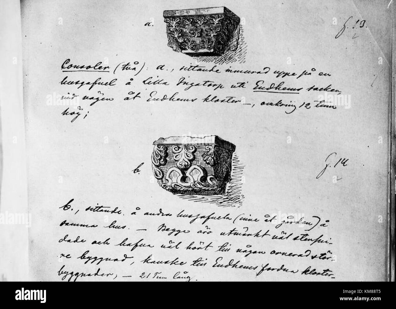 Le rovine dell'abbazia di Gudhem in Svezia sono conservate come sito storico, elencate nel registro del KMB per il loro significato archeologico e culturale. Foto Stock