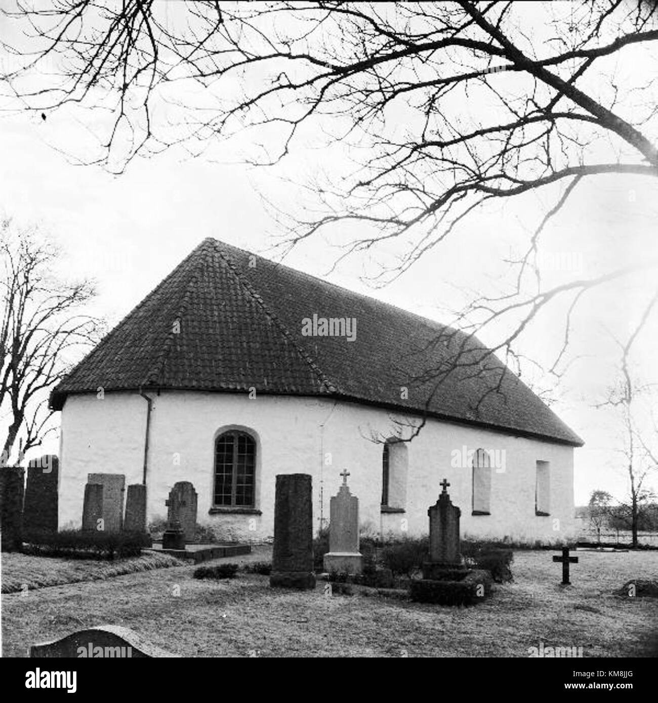Magra Kyrka, un'antica chiesa situata in Svezia, è nota per la sua importanza storica e architettonica, che mostra il tradizionale design della chiesa scandinava. Foto Stock
