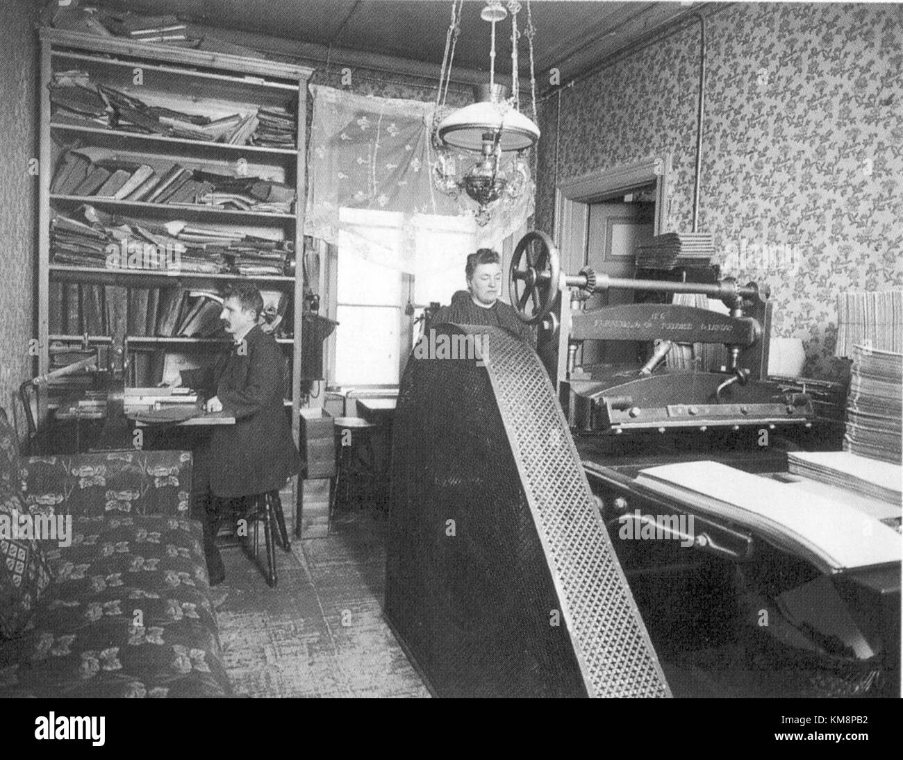 Punktskriftstryckeri si riferisce a una stampa Braille del 1903, significativa nella storia della lettura accessibile e dell'educazione per i non vedenti. Foto Stock