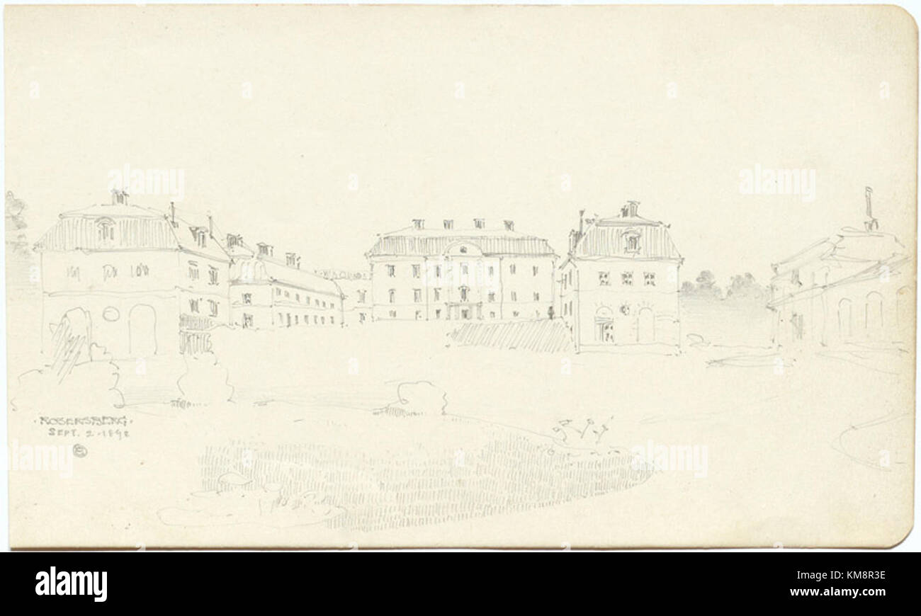 Rosersbergs Slott (Rosersberg Palace), situato in Svezia, è uno storico palazzo reale e uno dei monumenti culturali più significativi del paese. Il sito presenta un'architettura e giardini ben conservati. Foto Stock