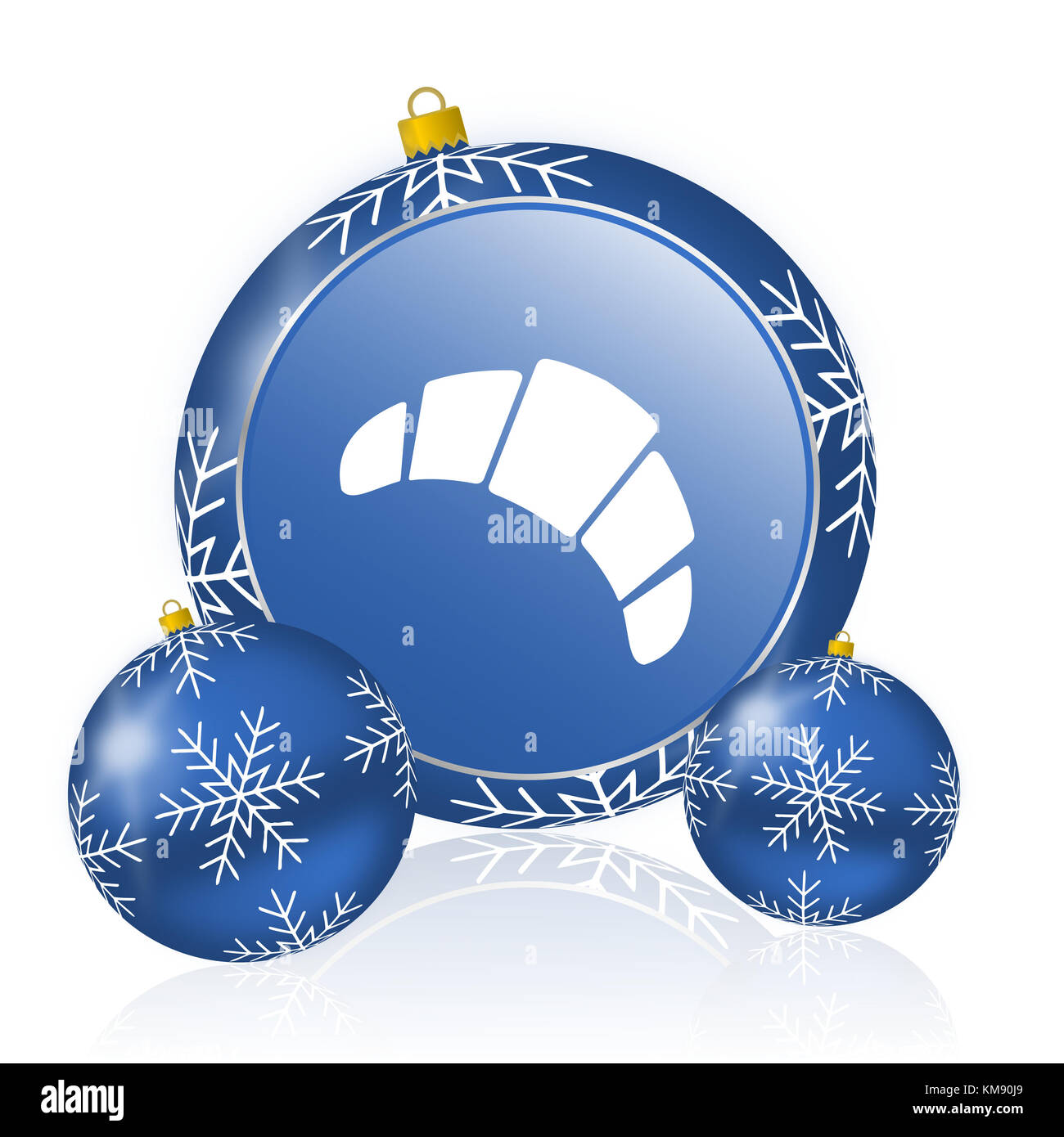 Croissant natale blue balls icona Foto Stock