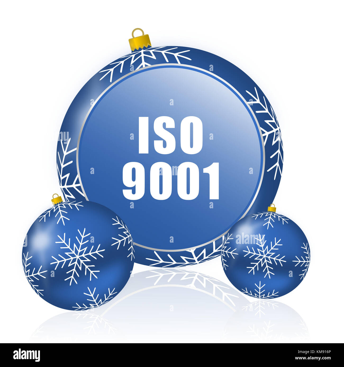 Icona blu delle palline di natale ISO 9001 Foto Stock