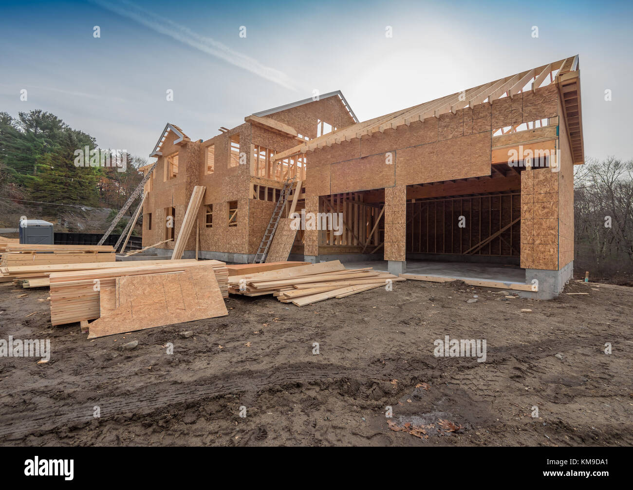 Casa di nuova costruzione sito di framing Foto Stock