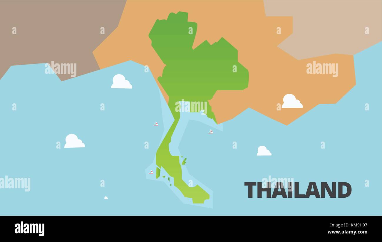Thailandia mappa verde illustrazione vettoriale.La Thailandia è completamente concetto Natura con lo stile della mappa. Illustrazione Vettoriale