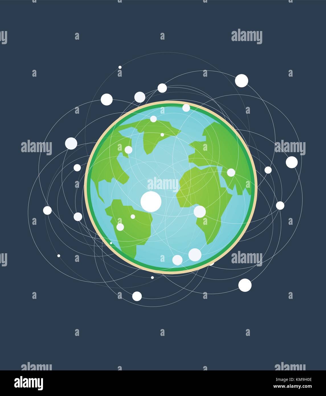 Piano terra e comunicazione sulla superficie.simbolo di messa a terra ad alta velocità e la tecnologia illustrazione vettoriale.dimensioni globali tecnologia terra concetto.world Illustrazione Vettoriale