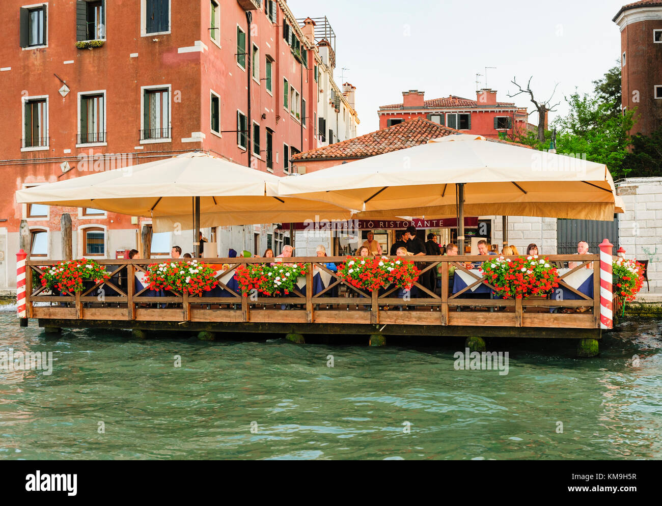 Algiubagio Venezia ristorante è con vista sulla laguna di Venezia Foto Stock