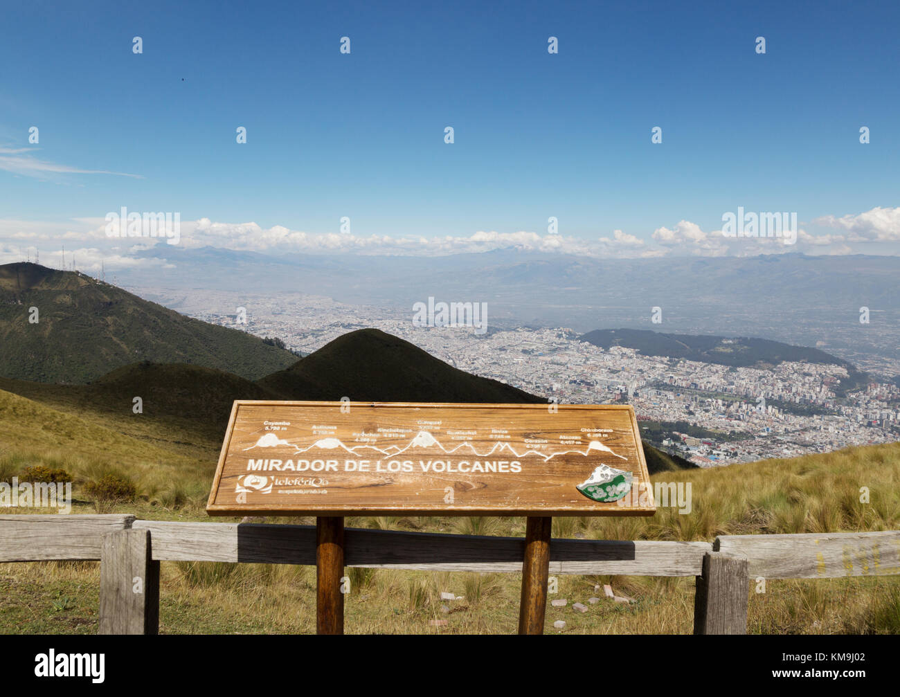 Teleferico, Quito Ecuador - La vista dalla cima del Teleferico o Teleferiqo a 14000 piedi, Quito Ecuador America del Sud Foto Stock