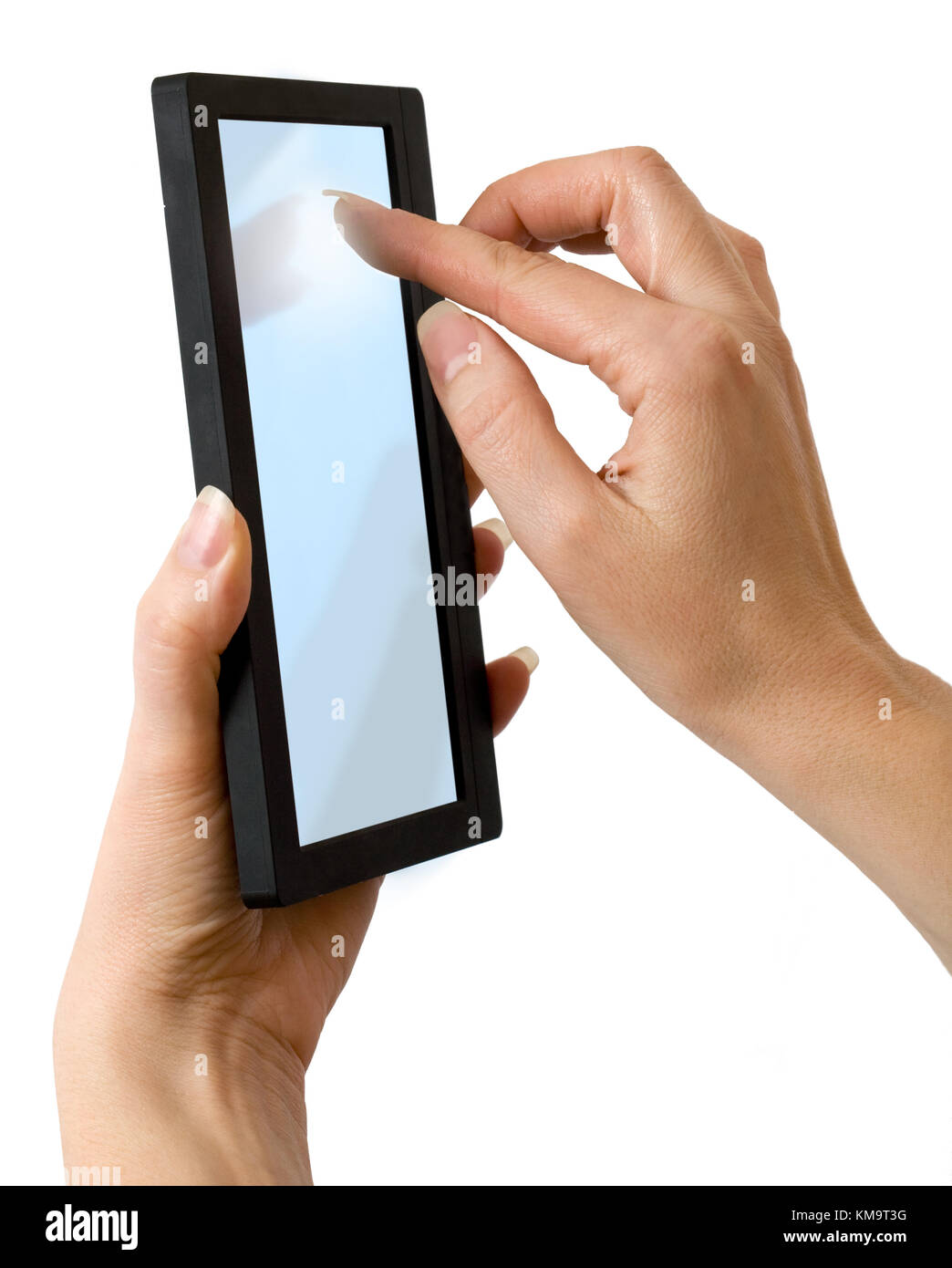 Le mani delle donne tenere computer tablet. Foto Stock