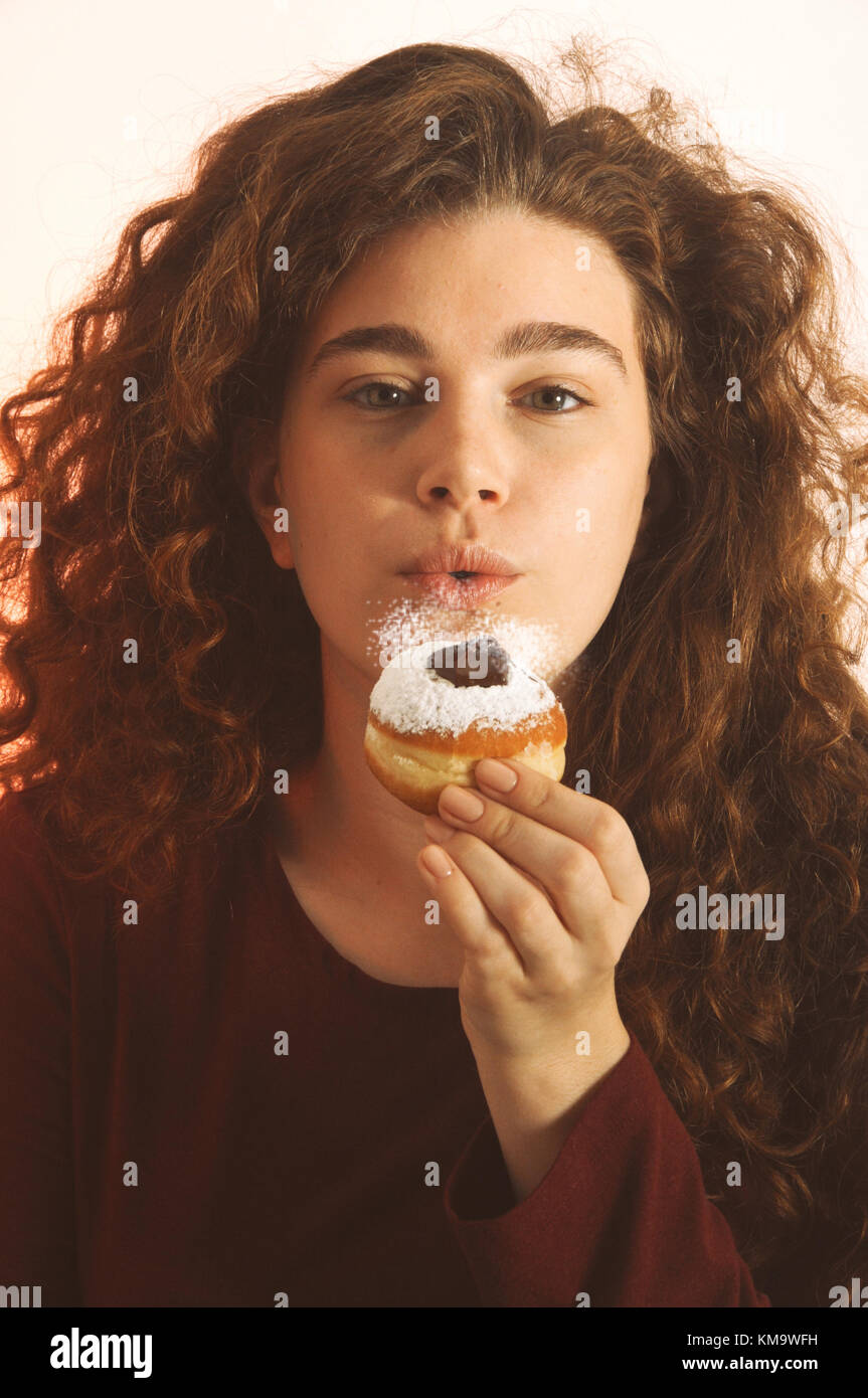 Festa ebraica hanukkah - dolce sufganiyot (ciambelle) Foto Stock