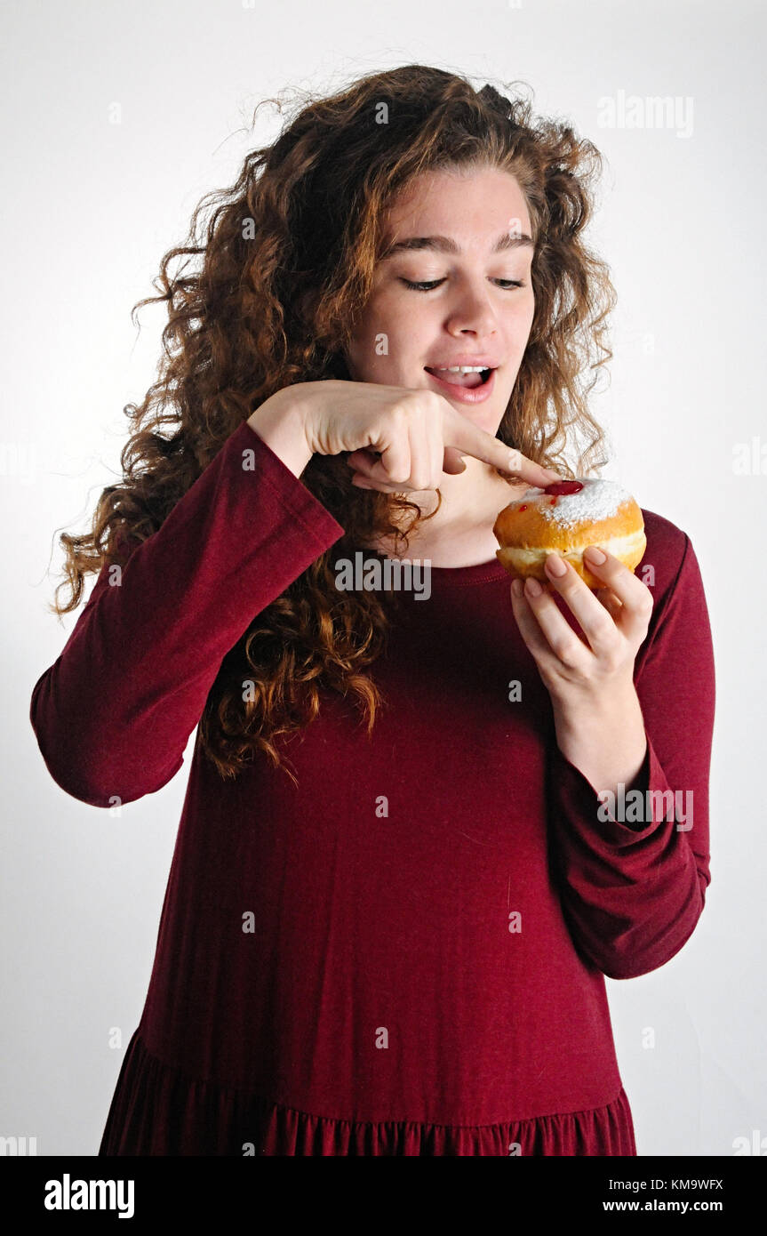 Festa ebraica hanukkah - dolce sufganiyot (ciambelle) Foto Stock