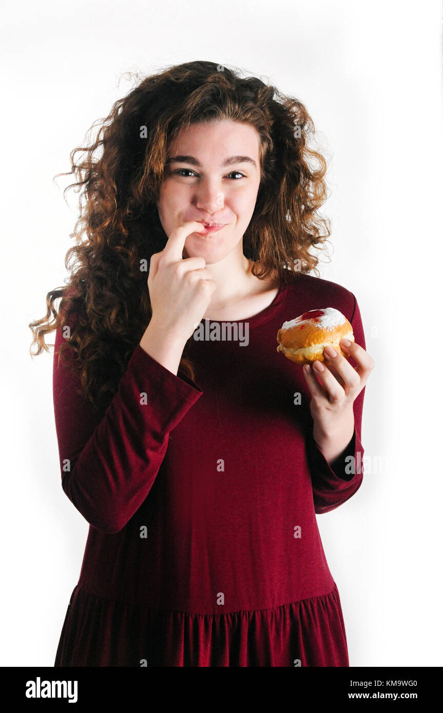 Festa ebraica hanukkah - dolce sufganiyot (ciambelle) Foto Stock