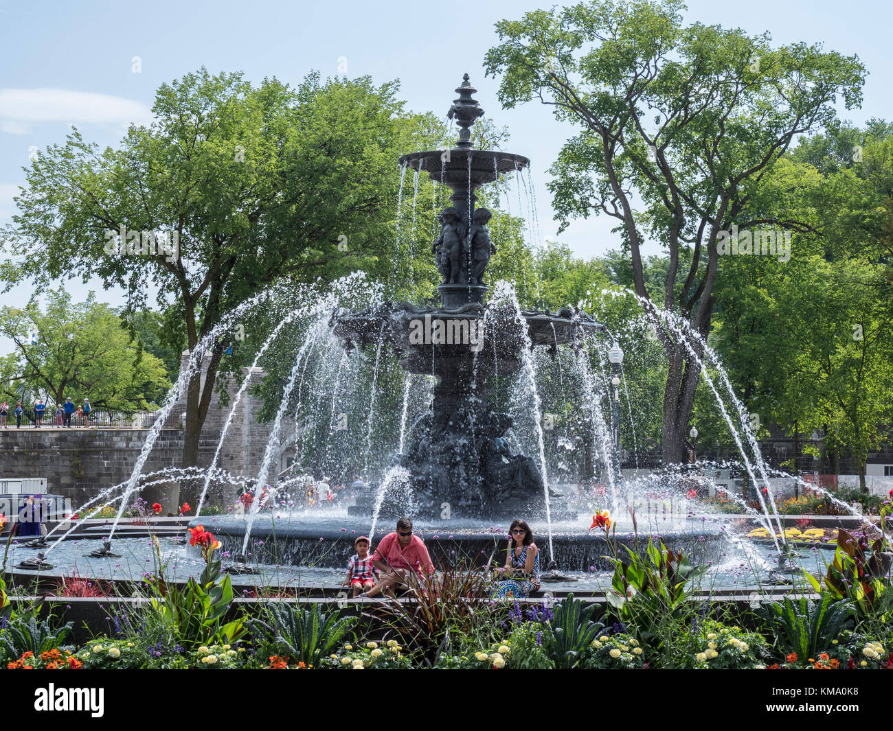 Fontaine de Tourny fontana, Vieux Quebec, la Città Vecchia, la città di Québec, Canada. Foto Stock