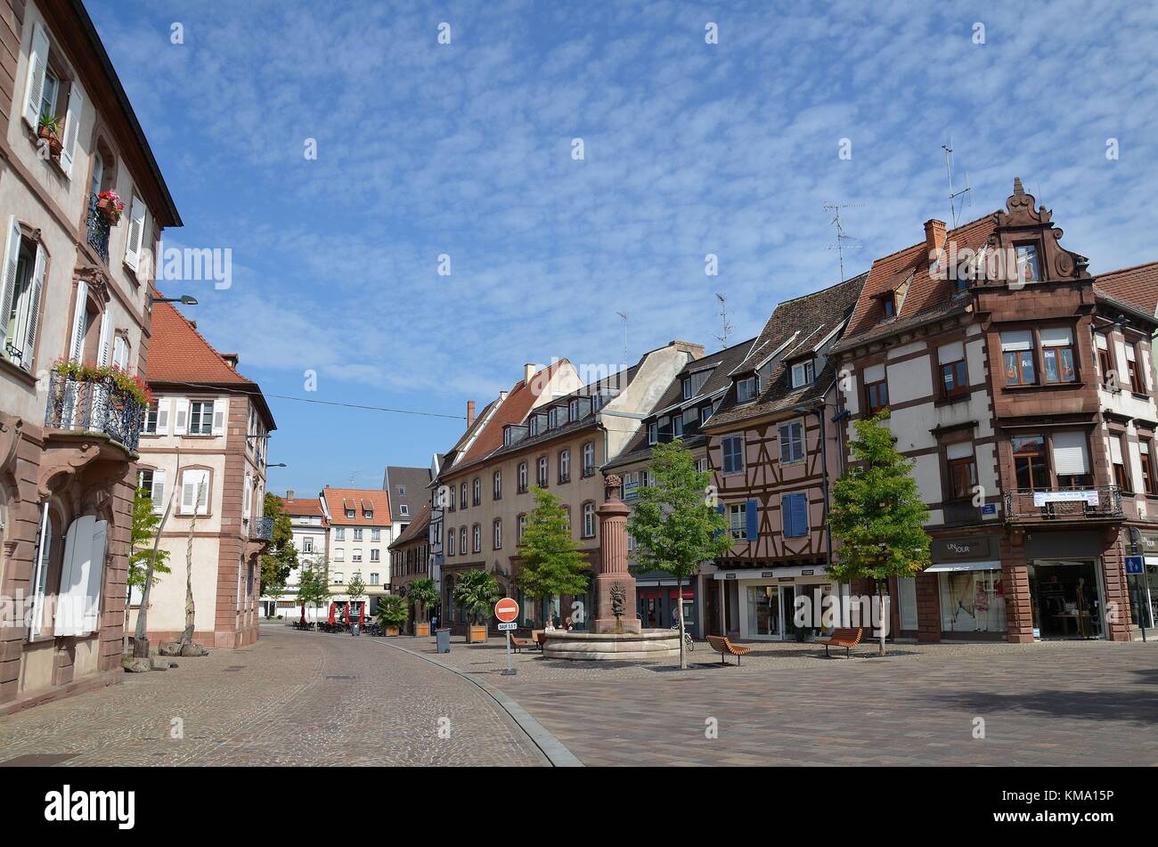 Haguenau in Alsazia/Francia: Grand Rue Foto Stock