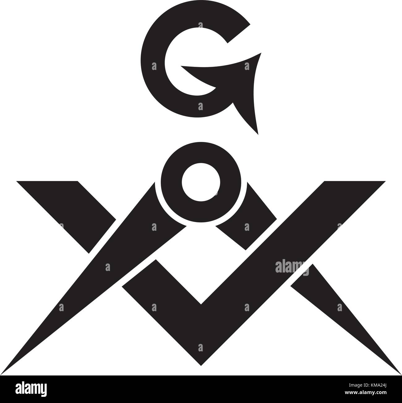 Piazza Masonica e Compass (emblema sacrale della fraternità medievale e della società segreta). Utilizzato nei rituali mistici della Massoneria e degli illuminati Illustrazione Vettoriale