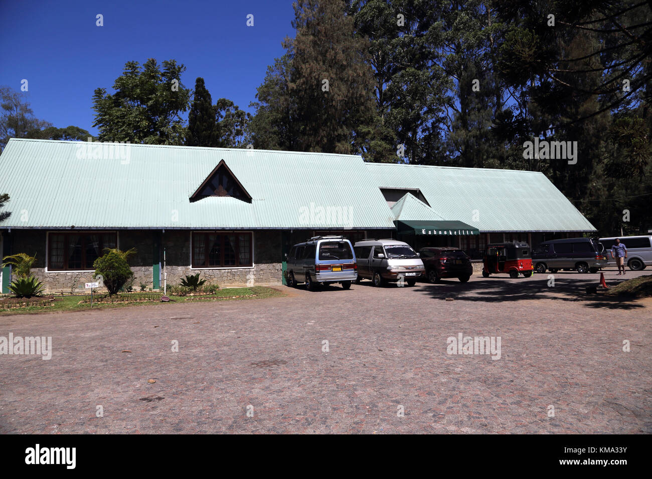 Valle Kelani piantagioni Nuwara Eliya Hill Country provincia centrale dello Sri Lanka Labookellie Tea Factory Foto Stock