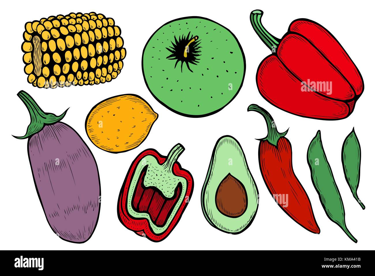 Colorate Incisione Vintage Organici Ortaggi Grano E Frutta Segno Isolato Su Bianco Disegno Vettoriale Disegnati A Mano Illustrazione Immagine E Vettoriale Alamy
