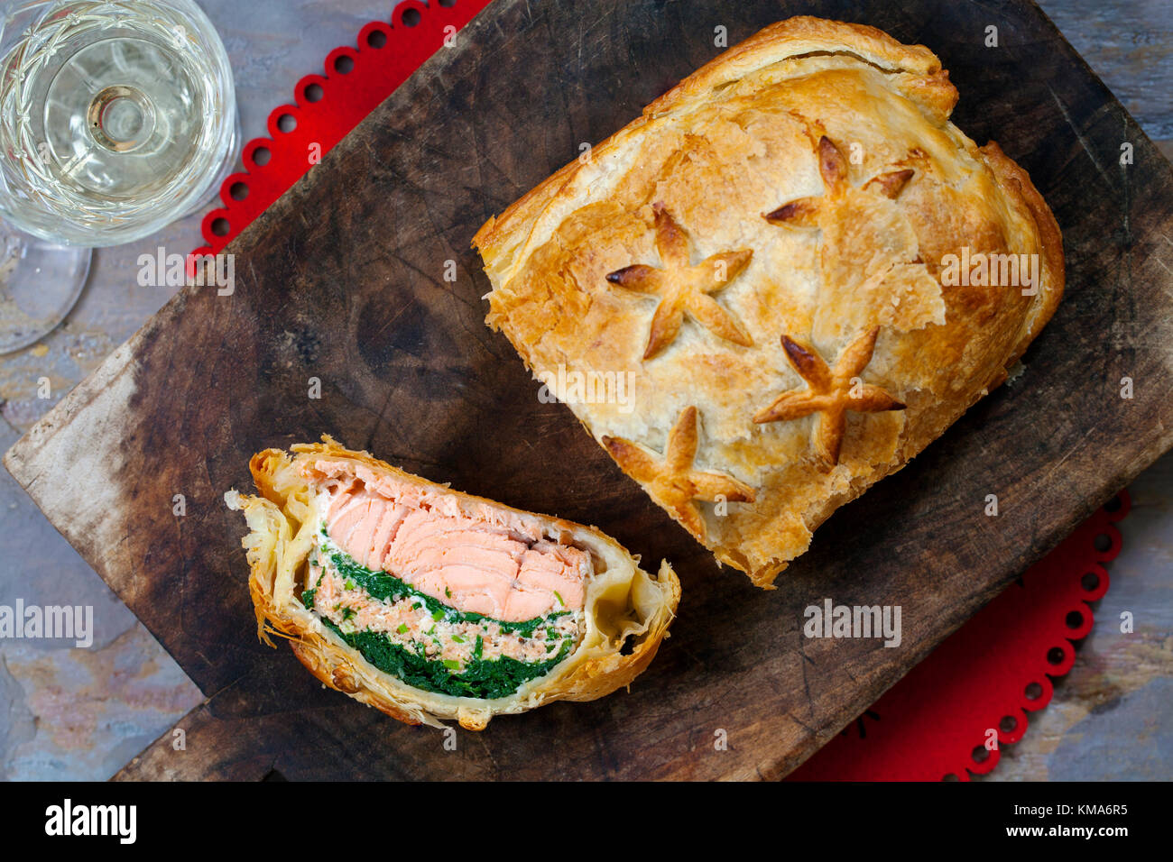 Wellington di salmone Foto Stock