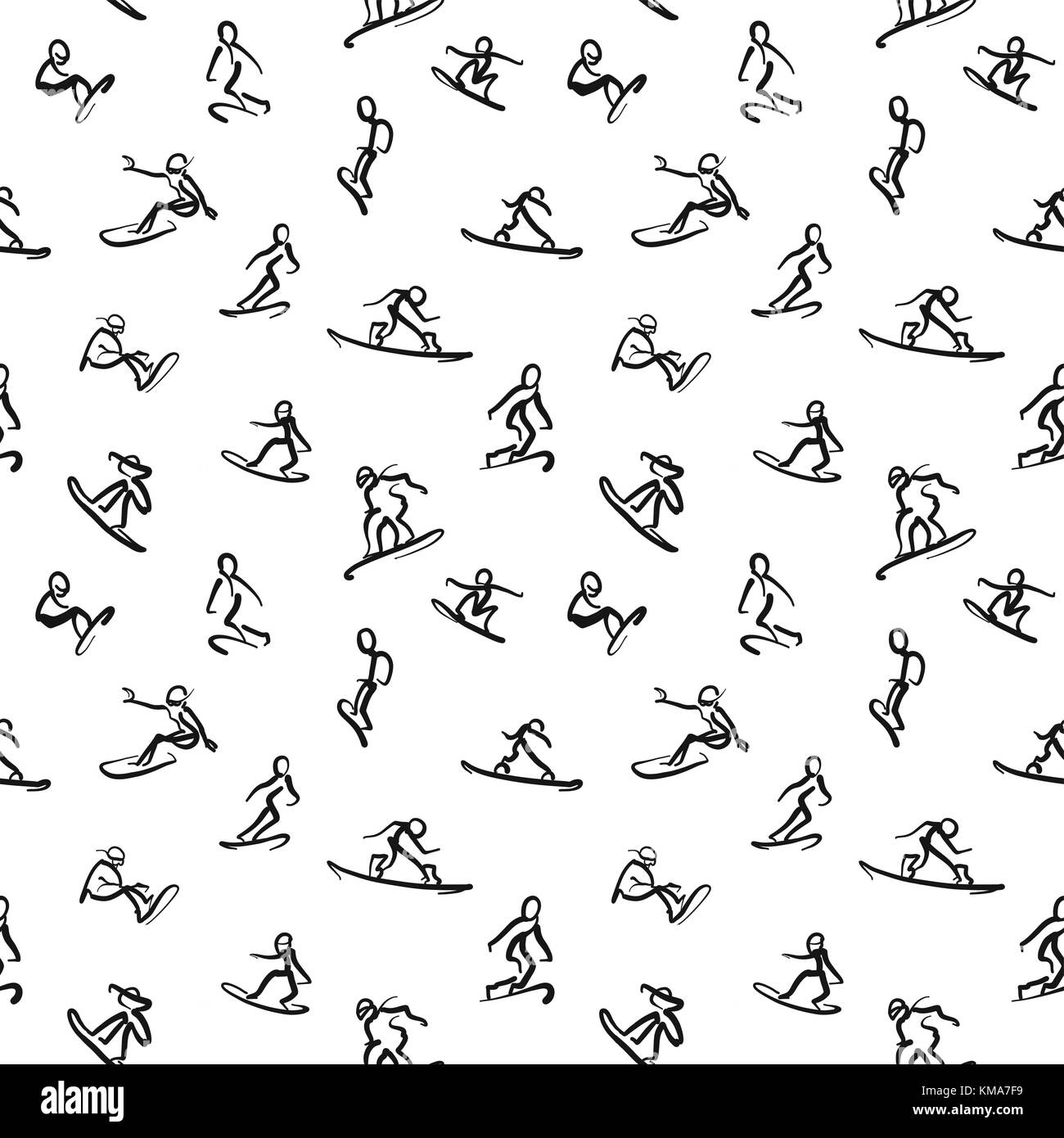 Snowboard Scarabocchi - calligrafico parete perfetta tecnica. Disegnato a mano porcilaie di movimento. Schizzi di vettore da digital pen. Illustrazione Vettoriale