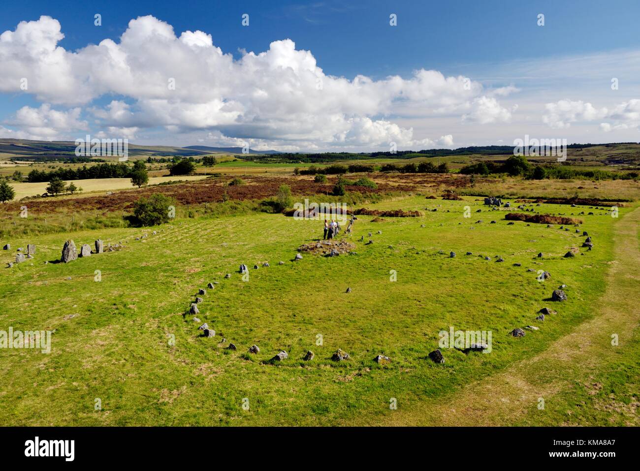 Beaghmore preistorici circoli di pietra cerchio allineamenti di allineamento. Montagne Sperrin, Co. Tyrone, Irlanda del Nord Regno Unito data dal 2000 BC Foto Stock