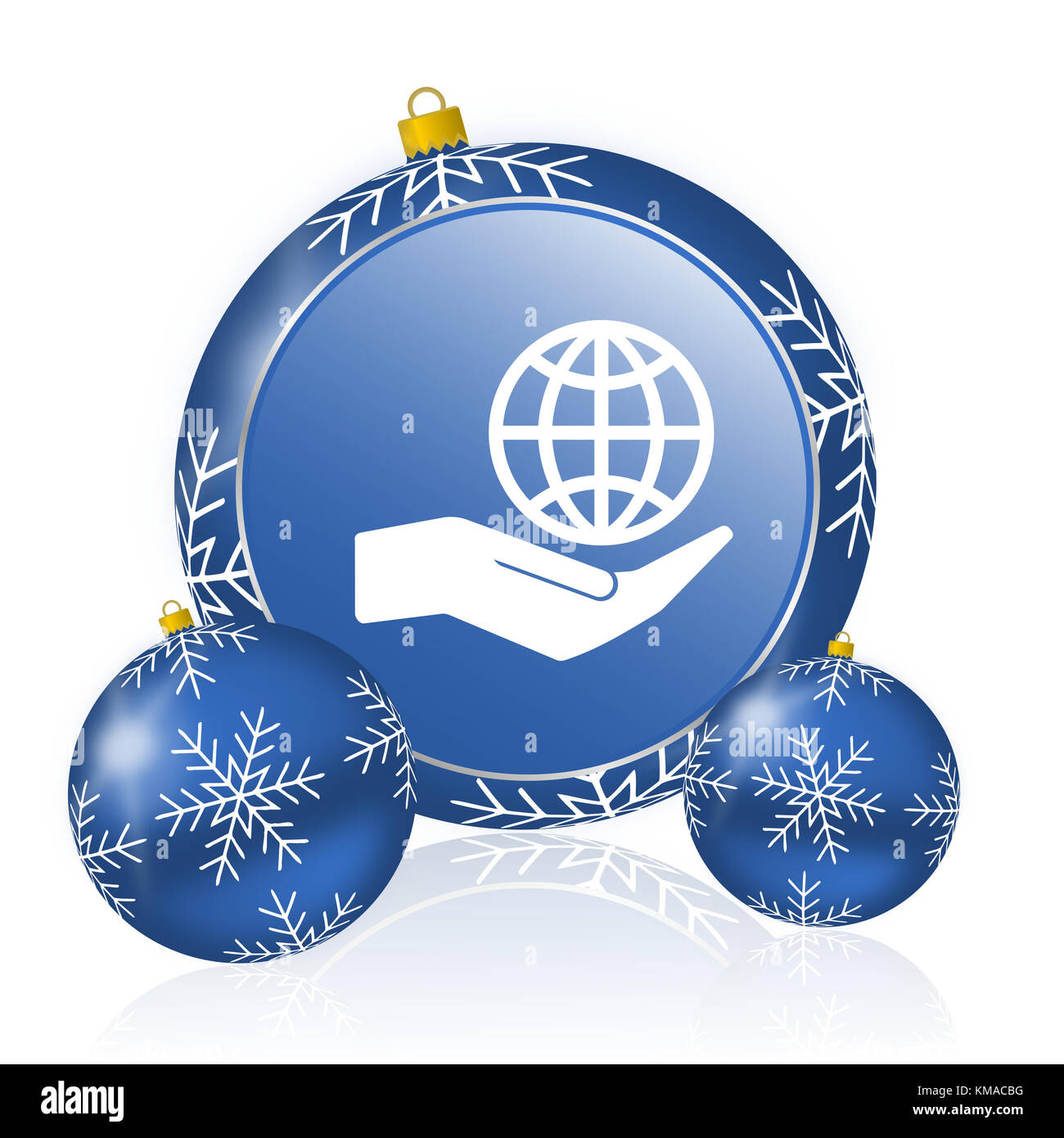 Proteggi a mano l'icona blu delle palline di natale Foto Stock