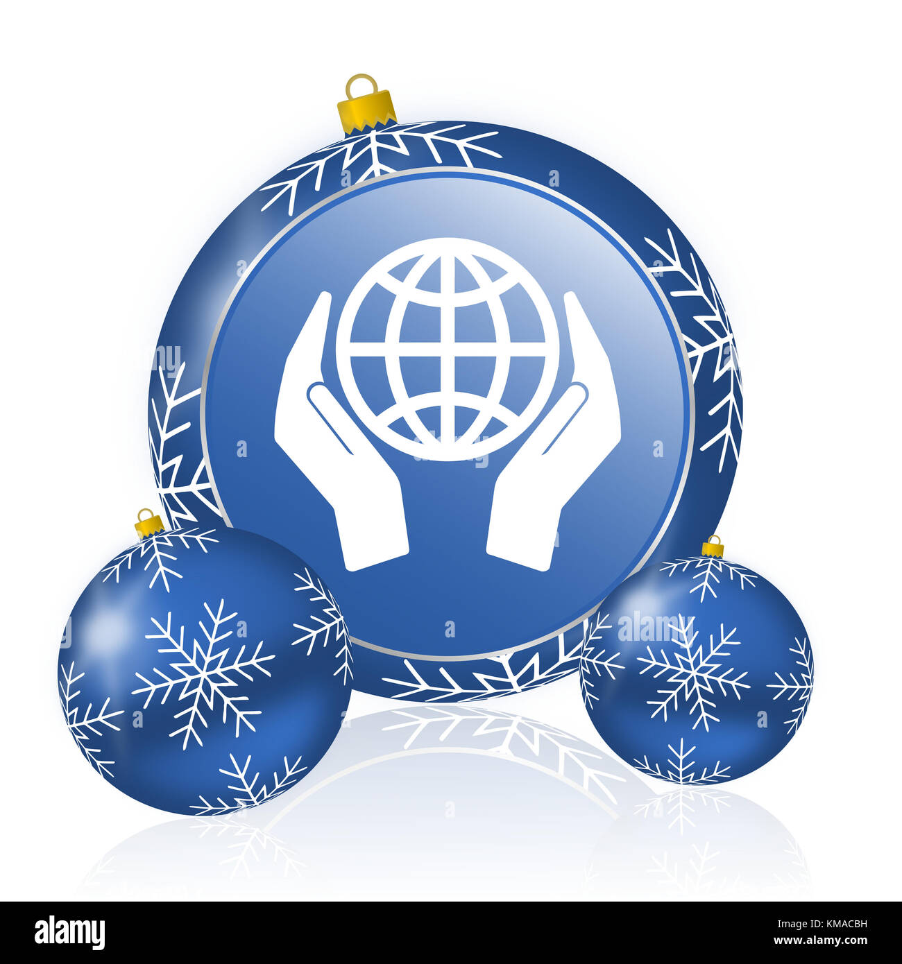 Proteggi a mano l'icona blu delle palline di natale Foto Stock