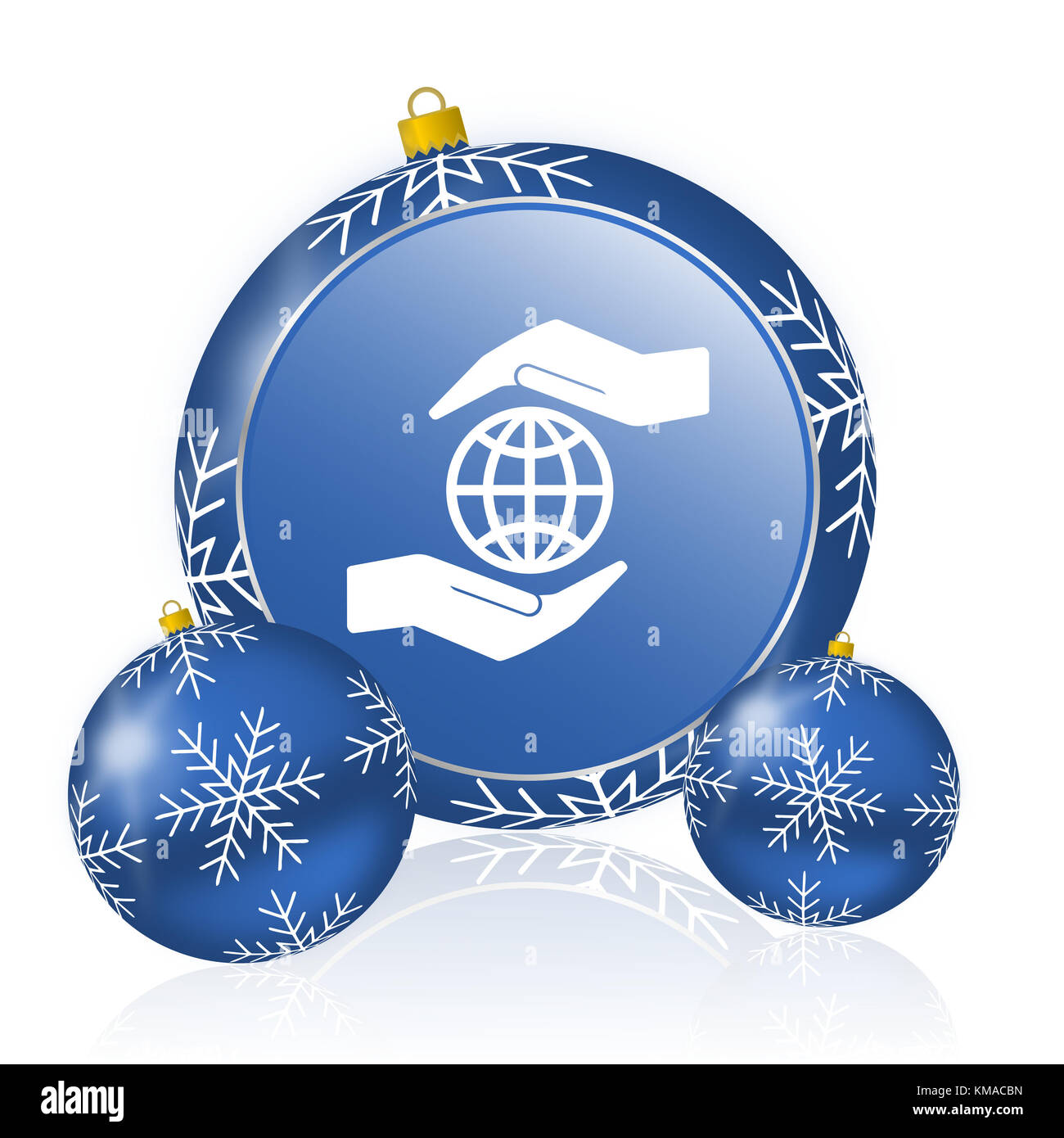 Proteggi a mano l'icona blu delle palline di natale Foto Stock