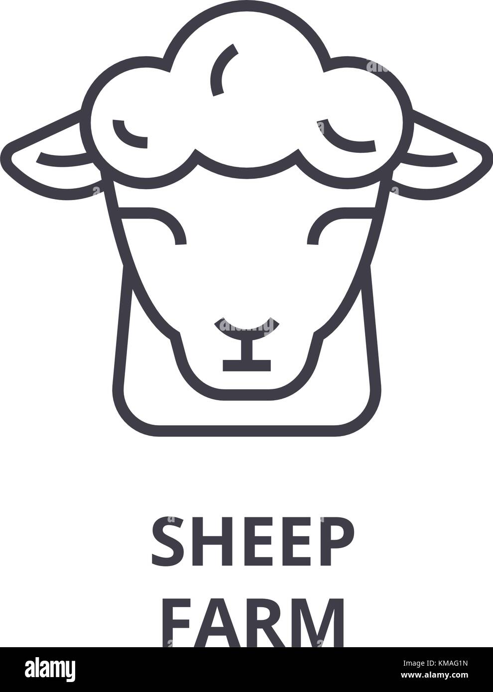 Allevamento di pecore icona della linea di contorno, segno, simbolo lineare, vettore illustrazione piatta Illustrazione Vettoriale