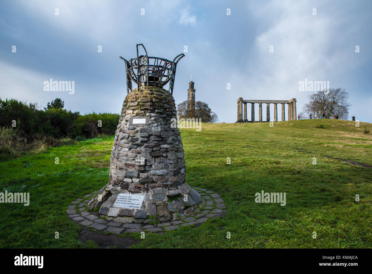 Monumento al parlamento scozzese a carltion hill in Edinburgh Foto Stock