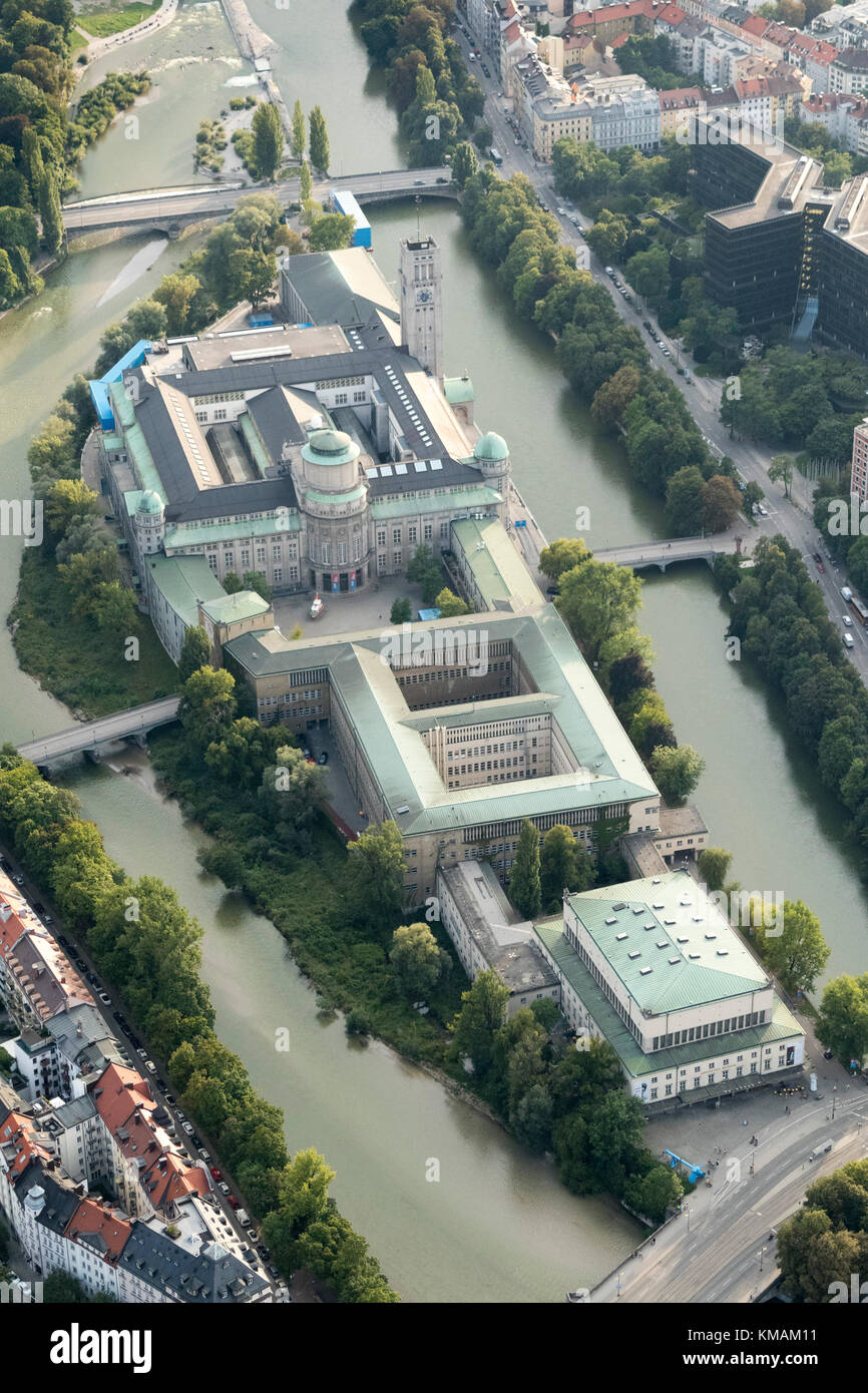 Vista aerea del Deutsches Museum di Monaco di Baviera, Germania Foto Stock