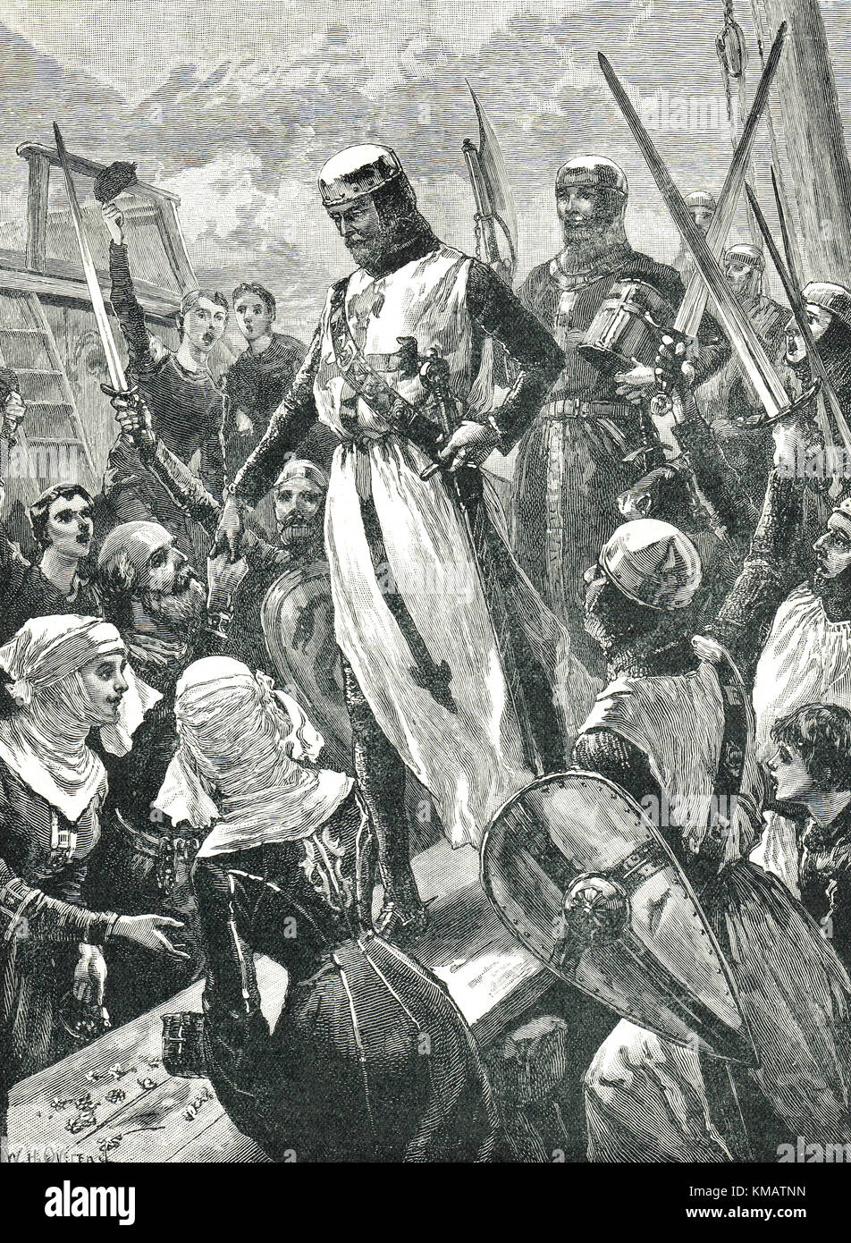 Ritorno di Riccardo i (il Lionhear) in Inghilterra, il 13 marzo 1194 dopo essere stato liberato dalla prigionia Foto Stock