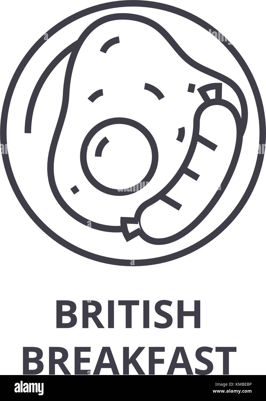 La colazione britannica icona della linea di contorno, segno, simbolo lineare, vettore illustrazione piatta Illustrazione Vettoriale