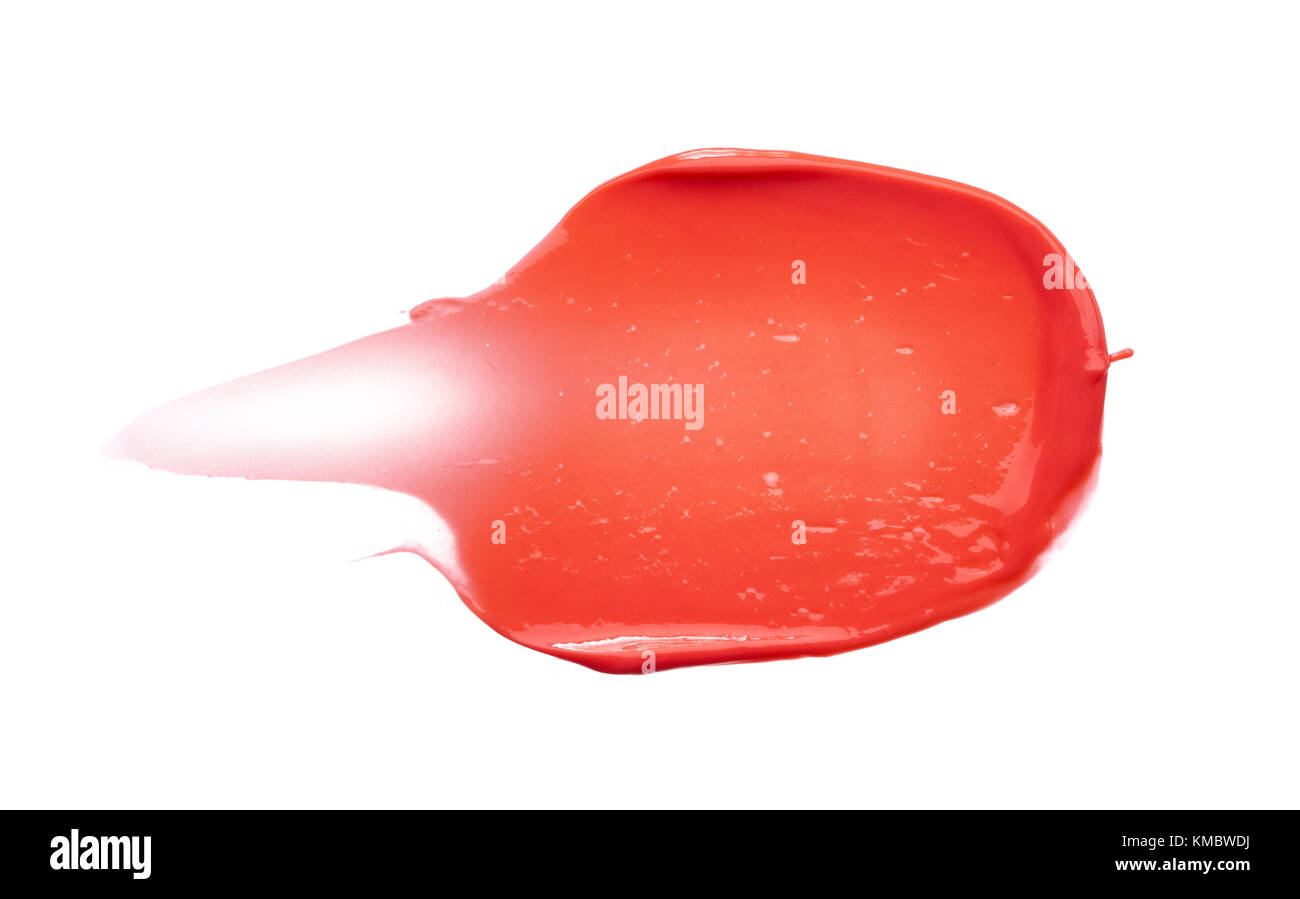 Cospargere di vernice di prodotti cosmetici su sfondo bianco Foto Stock