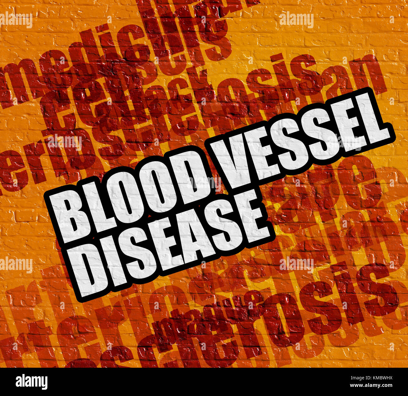 Moderno concetto di assistenza sanitaria: vaso sanguigno malattia sul brickw giallo Foto Stock