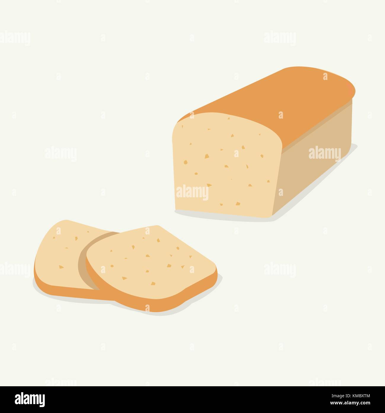 Pane integrale vector.piatto pagnotta di pane e fette di.il pane per la colazione su uno sfondo morbido Illustrazione Vettoriale