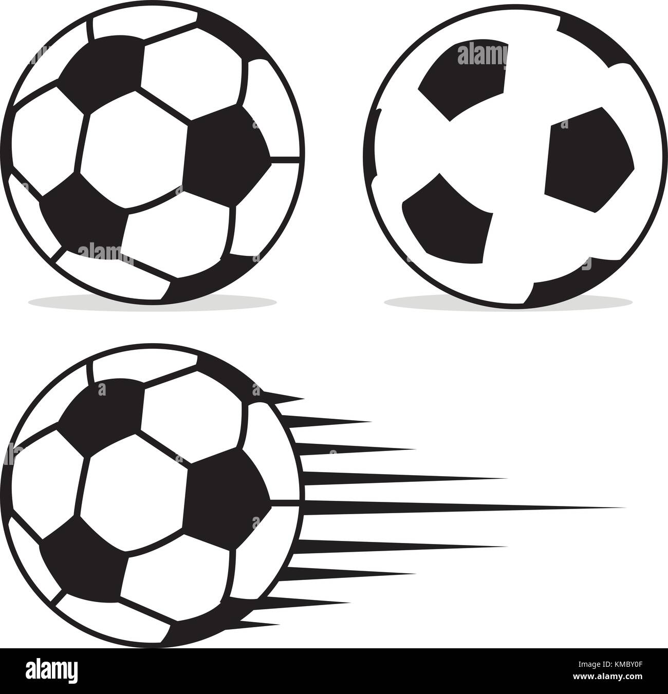 Palla calcio design piatto set con isolati su sfondo bianco vettore. Pallone da calcio pittogramma. calcio logo design illustrazione vettoriale Illustrazione Vettoriale