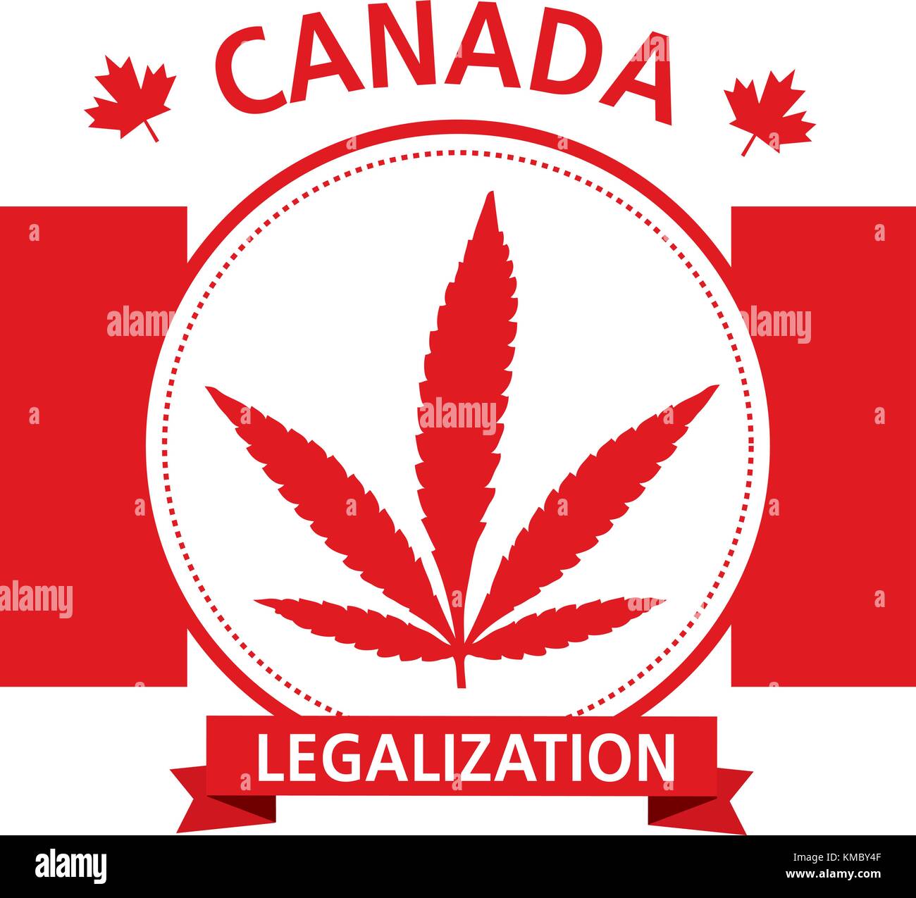 La cannabis legalizzazione canada emblema logo vettoriale Illustrazione Vettoriale