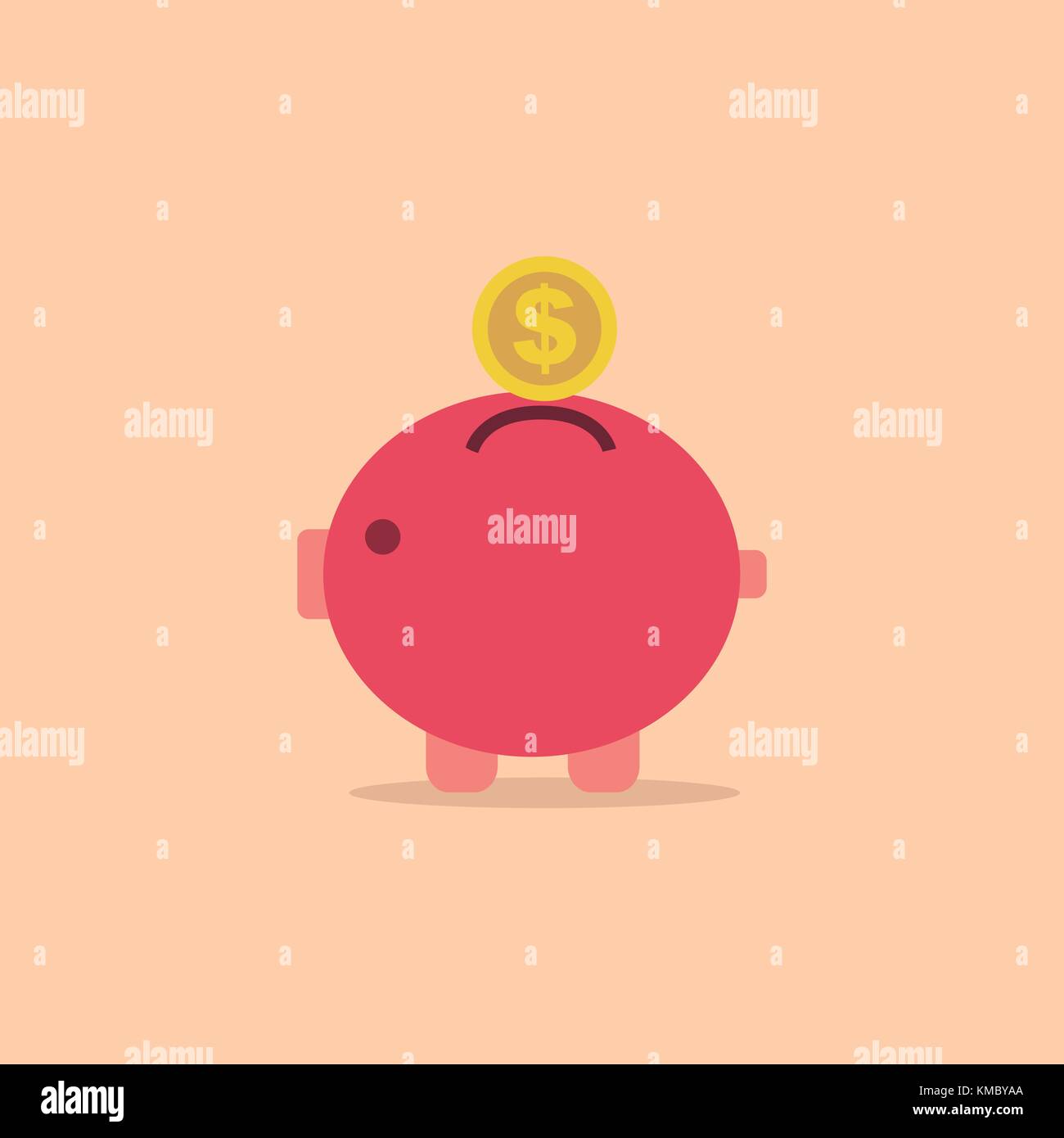 Banca di maiale con moneta icona vettore in stile semplice.Salvataggio di concetto di denaro.illustrazione vettoriale. Illustrazione Vettoriale