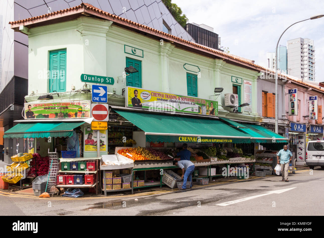 La frutta e la verdura shop, Dunlop Street, Little India, Singapore Foto Stock