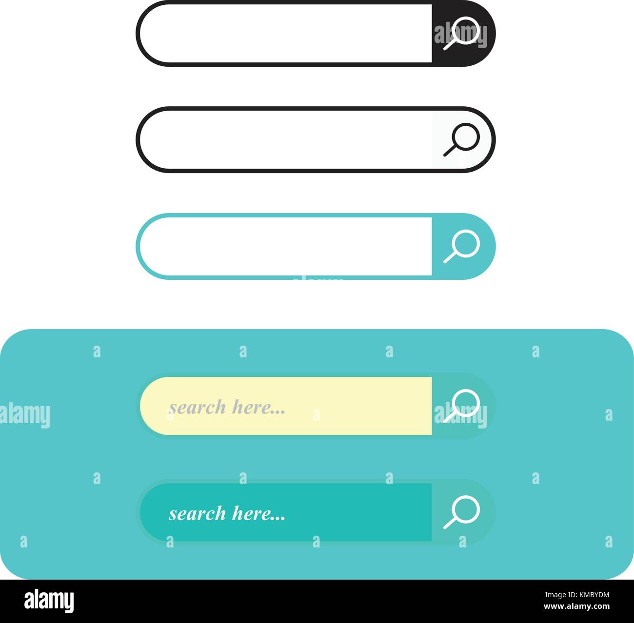 Barra di ricerca vettore di set di elementi di interfaccia con il pulsante di ricerca, casella di ricerca moderno design semplice Illustrazione Vettoriale