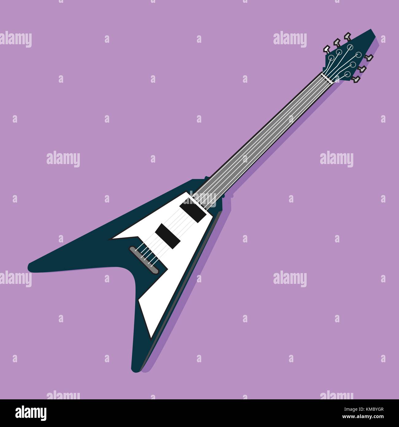 Piatto di chitarra elettrica design con sfondo viola Illustrazione Vettoriale