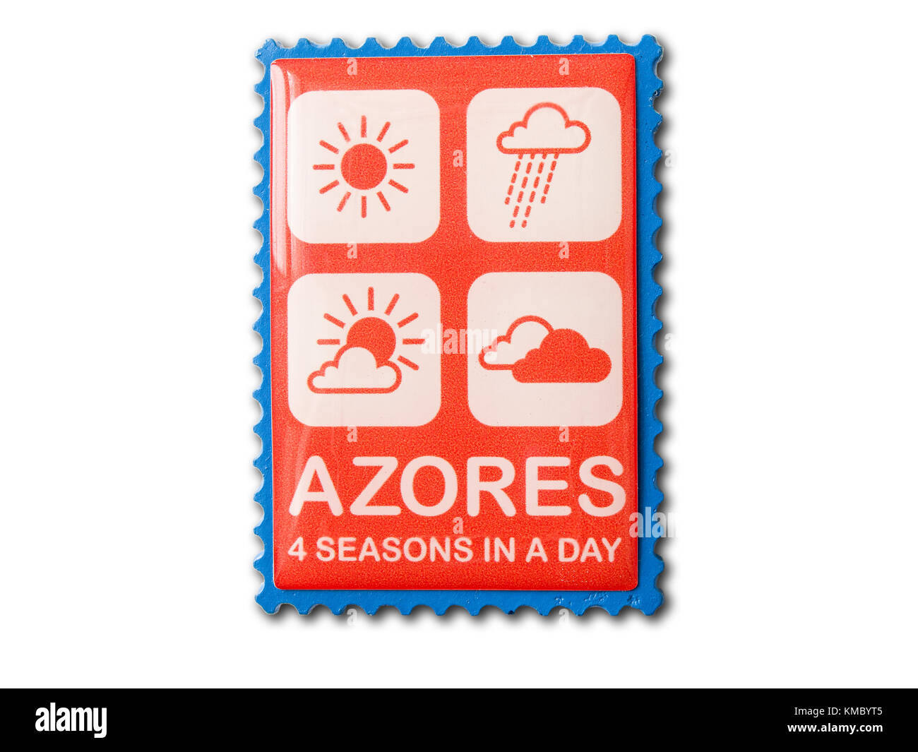 Magnete frigorifero ricordo Azzorre isolato su sfondo bianco Foto Stock