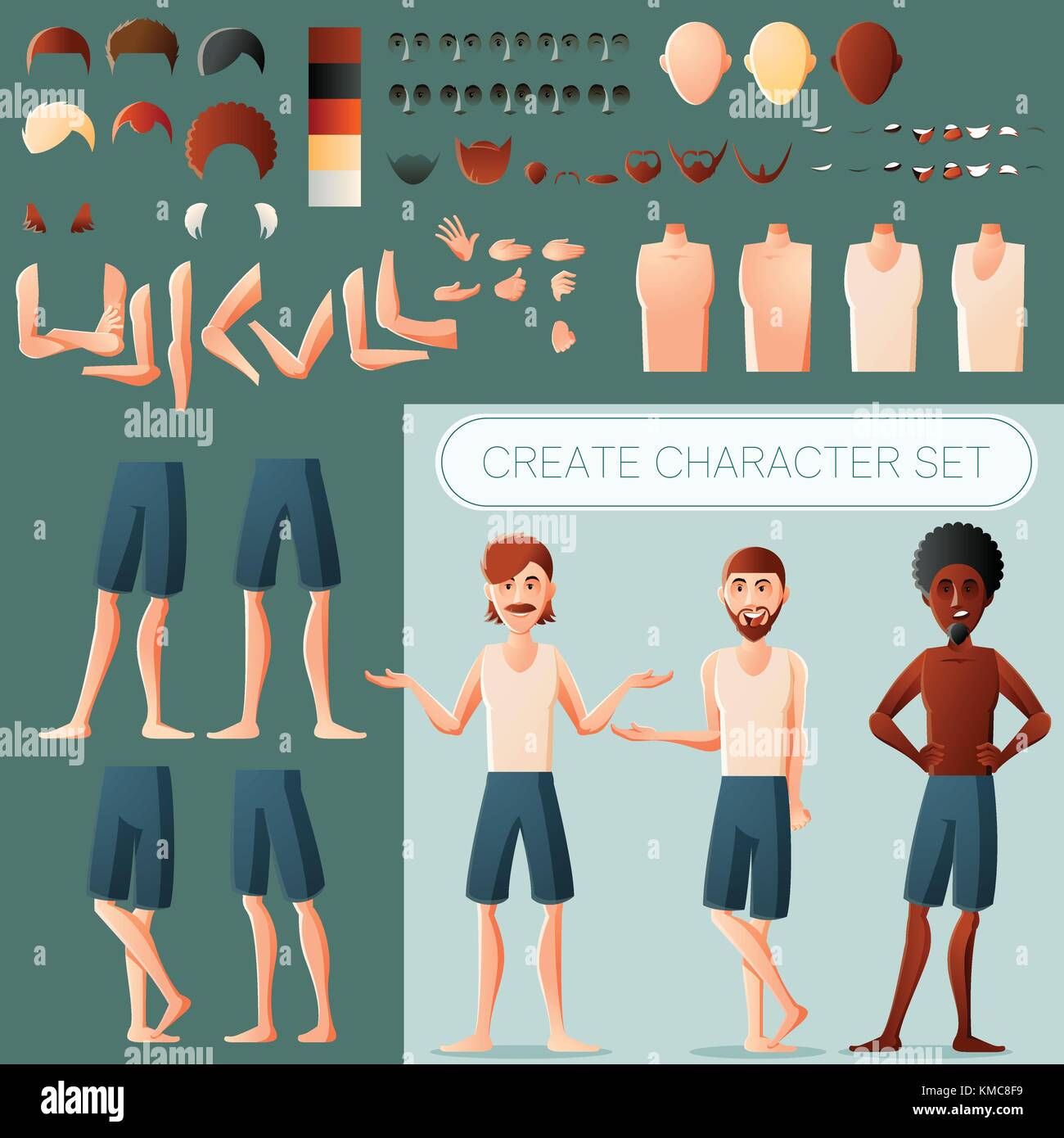 Creare l uomo set di caratteri Illustrazione Vettoriale